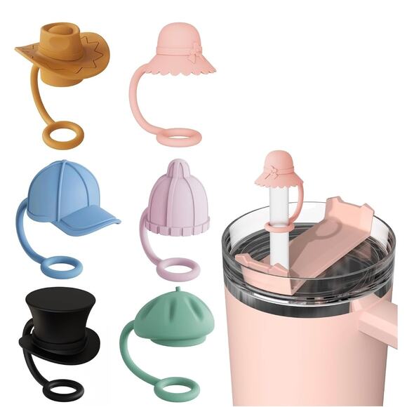 12 PC Straw Cover Cap for Any Tumbler/Bottle Dust-Proof Adjustable 6mm-12mm s21 - Picture 1 of 7